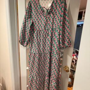 Block Print Green maxi Dress Size M